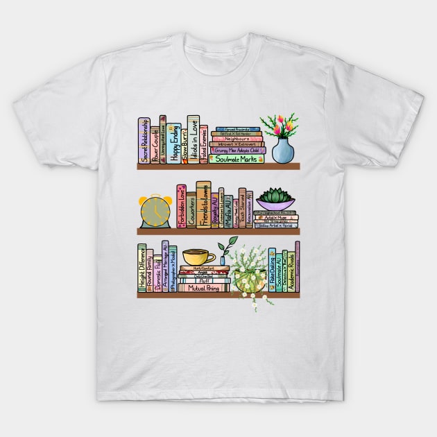 fanfiction bookshelf <3 T-Shirt by TheHermitCrab